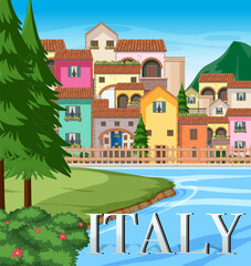 Italy iconic tourism attraction building background