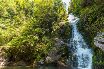 Waterfalls flowing at Wentworth Valley in Coromandel Peninsula, New Zealand