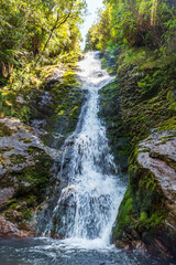 Waterfalls flowing at Wentworth Valley in Coromandel Peninsula, New Zealand