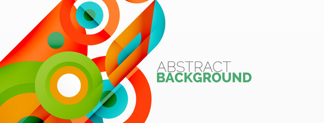 Fototapeta premium Abstract round shapes background. Minimalist decoration. Geometric background with circles and rings