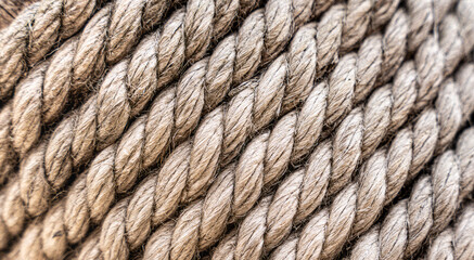 Close-up of an old frayed boat rope as a nautical background