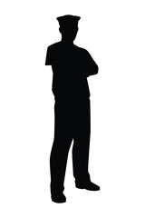 Navy sailor soldier silhouette vector illustration on white background, people in black and white for your design.