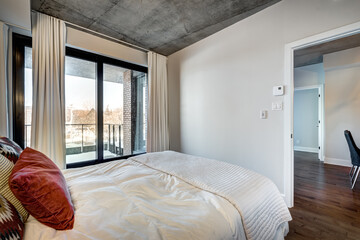 Modern luxury newly built staged furnished apartment in a condominium building in the heart of Montreal on Canal Lachine