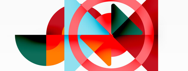 Obraz premium Creative geometric wallpaper. Minimal abstract background. Triangles and circles composition vector illustration for wallpaper banner background or landing page