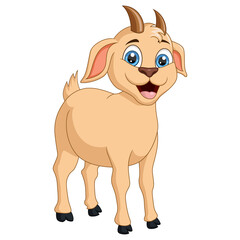 Cute little goat cartoon posing