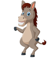 Cute donkey cartoon waving hand