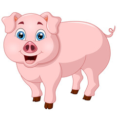 Obraz na płótnie Canvas Cute pig cartoon on white background