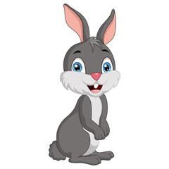 Cute rabbit cartoon standing on white background