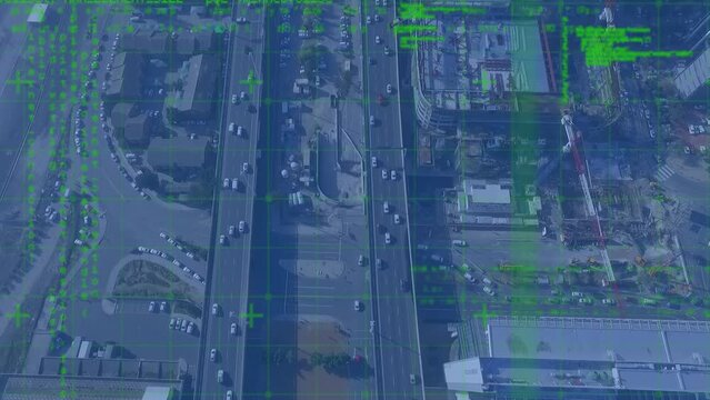 Animation of data processing over road traffic
