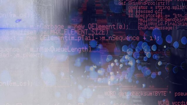 Animation of blue spots over data processing