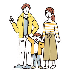 カジュアルファッションの家族のイラスト
