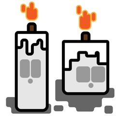 Obraz premium Two Cute Square Halloween Candles Head Flat Design Cartoon for Shirt, Poster, Gift Card, Cover or Logo