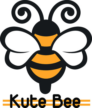 cute bee vector illustration, baby bee vector, yellow kute bee cartoon logo