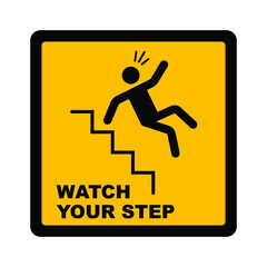 Caution Watch Your Step Symbol Sign, Vector Illustration. Isolated On White Background 