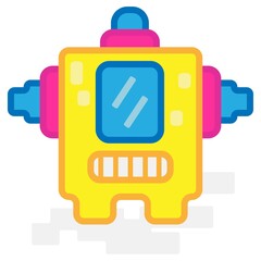 Cute Square Halloween Alien Monster With Three Thorn Flat Design Cartoon for Shirt, Poster, Gift Card, Cover or Logo