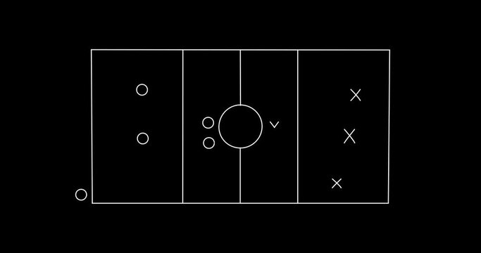 Animation of football game plan on blackboard