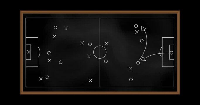 Animation of football game plan on blackboard