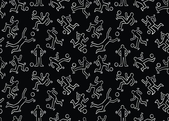 Doodle soccer players seamless pattern.  Vector illustration background.  © leavector