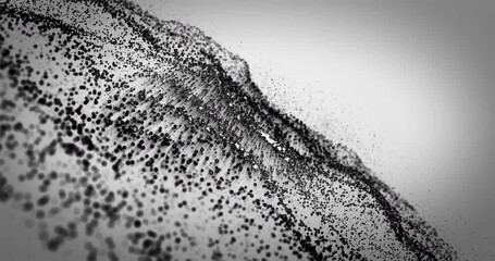 Animation of black digital mesh waving on white background