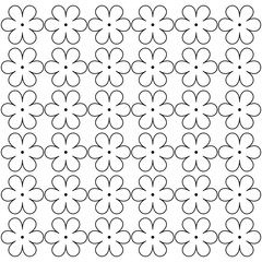 Seamless pattern for black and white outline flower on white background.