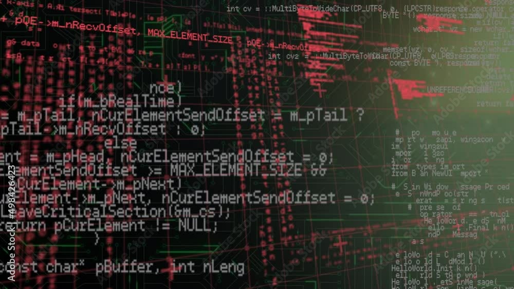 Poster Digital animation of multiple screens with data processing against black background