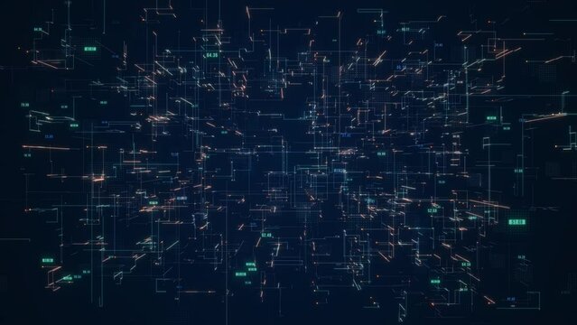 Technology backgound flying in binary cyberspace.