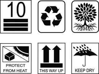 set of ecology icons handle with care 