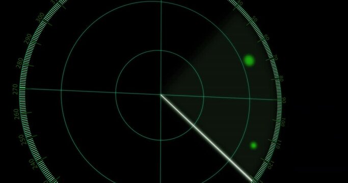 Animation of radar with spots moving on black background