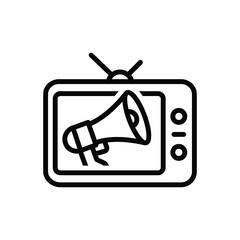 Black line icon for advert