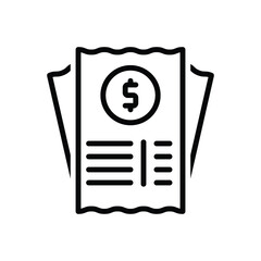 Black line icon for bills
