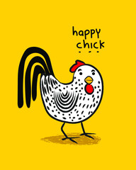 Chicken and rooster vector illustration.