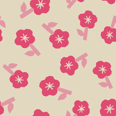 Abstract botanical seamless pattern. Simple flower shape