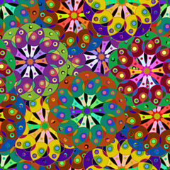 Seamless pattern with bright ornamental figures