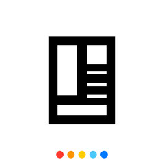 Simple Document Glyph icon or Newspaper icon, Vector and Illustration.