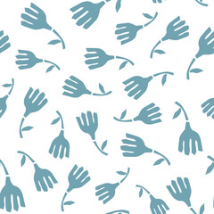 Abstract botanical seamless pattern. Simple flower shape