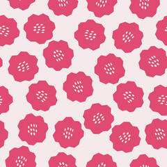 Abstract botanical seamless pattern. Simple flower shape