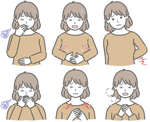 体調の悪い私服の若い女性