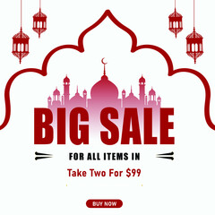 Eid big sale offers social media post design vector