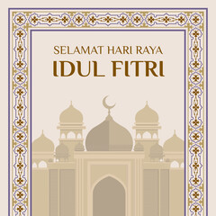 social media Eid greeting post design. design and mosque ornaments