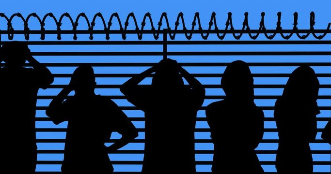 Animation of people stating in front on the fance