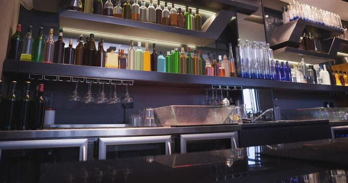 Animation of moving picture of modern bar interior