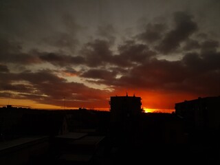 sunset over the town - Oborniki