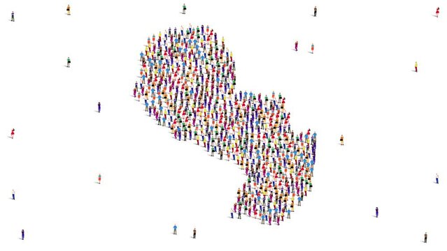 Paraguay Map A large group of people form to create a Paraguay map. 4K Video Animation.