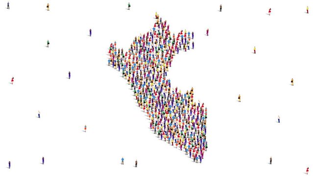 Peru Map A large group of people form to create a Peru map. 4K Video Animation.
