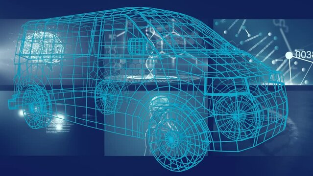 Animation of shapes and data processing over digital car