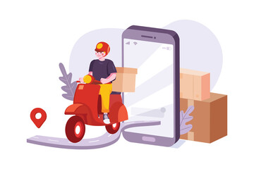 Food Delivery Illustration concept. Flat illustration isolated on white background