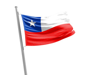 Chile national flag cloth fabric waving on the sky - Image