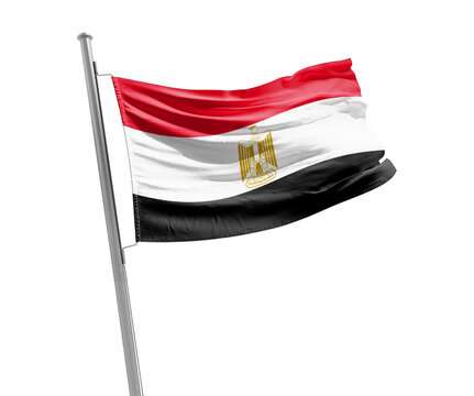 Egypt national flag cloth fabric waving on the sky - Image