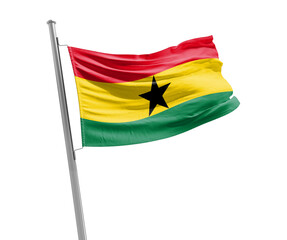 Ghana national flag cloth fabric waving on the sky - Image