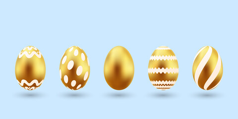 Happy Easter with realistic decorated eggs. beautiful design vector illustration